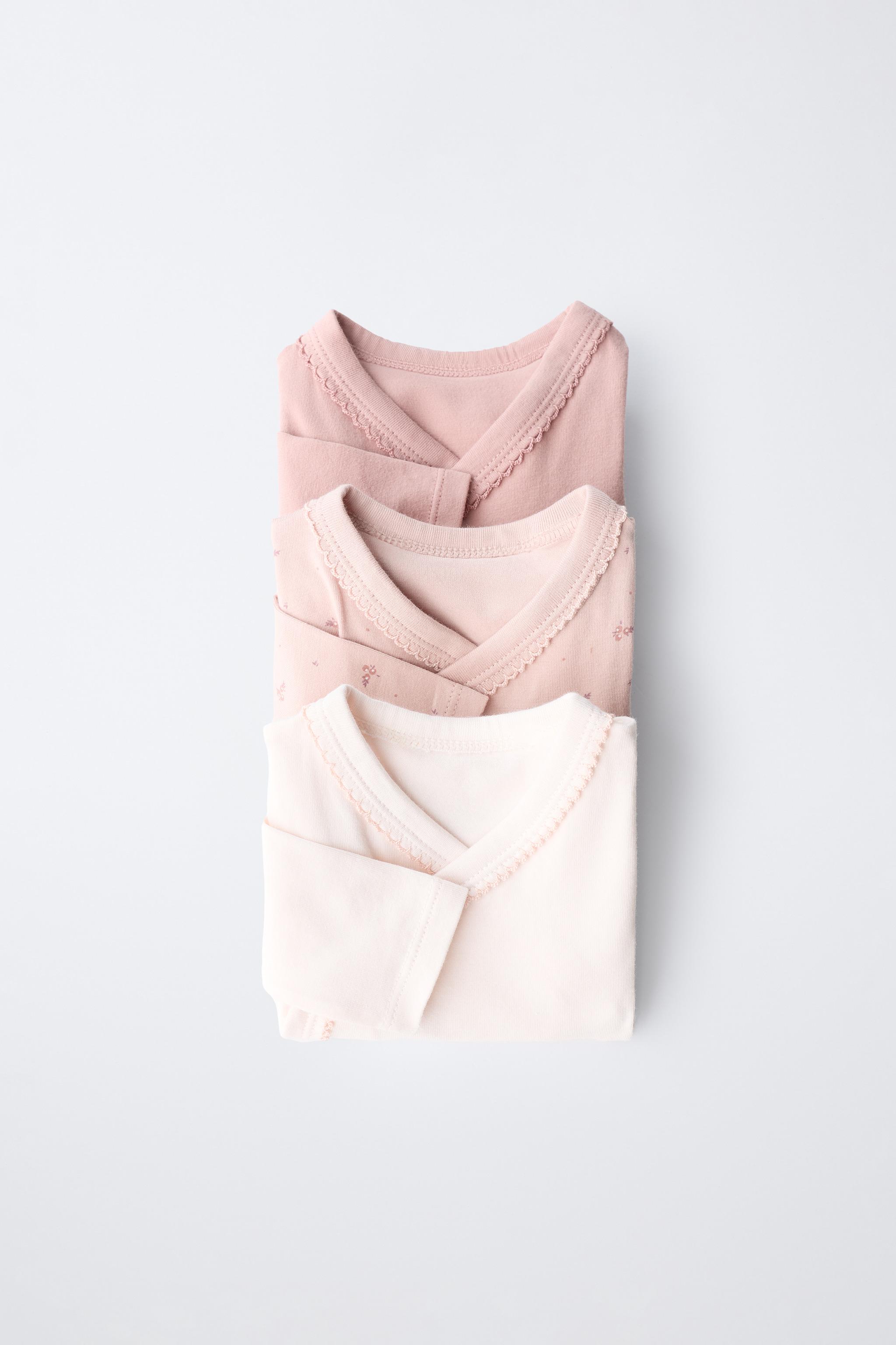 THREE-PACK OF KIMONO COLLAR FLORAL BODYSUITS